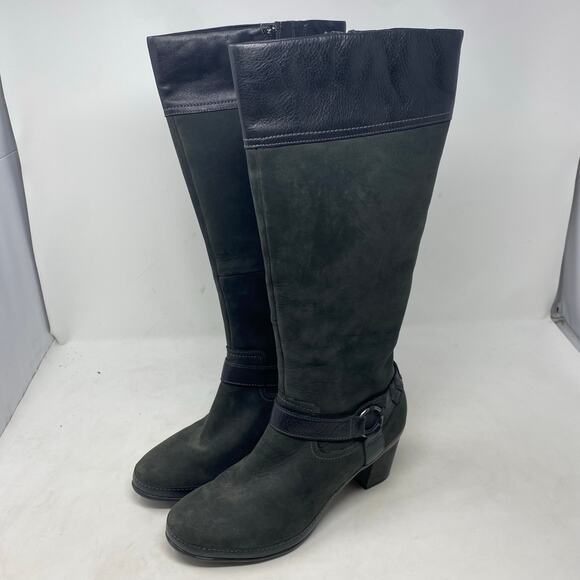 Clarks Shoes - Clarks Knee High Boots Black Leather Riding Boots Womens Size 8.5